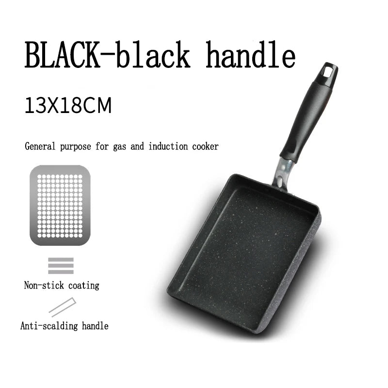 Frying Pan Tamagoyaki Omelette Black Non-Stick Pan Fry Egg Pan Pancake Kitchen Pot Use for Gas Cooker