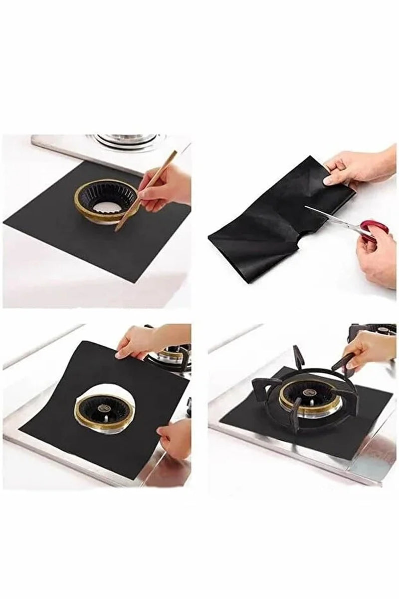 4-Piece Stove Burner Covers Reusable Stove Protector Liners Essential Kitchen Cleaning Pads
