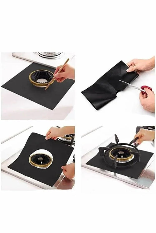 4-Piece Stove Burner Covers Reusable Stove Protector Liners Essential Kitchen Cleaning Pads
