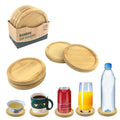 Bamboo Coaster Cup Holder 4PCS round Shape 8Cm for Glass Cups Tea Coaster Coffe Mug Coaster Bottle Water Holder