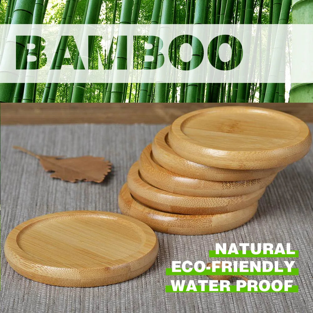 Bamboo Coaster Cup Holder 4PCS round Shape 8Cm for Glass Cups Tea Coaster Coffe Mug Coaster Bottle Water Holder